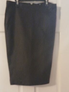 Classic Black Pencil Skirt — Smooth Light Leather Look